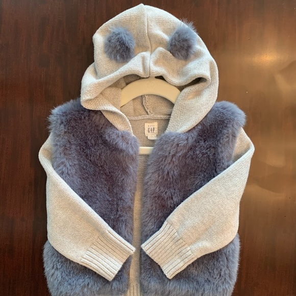Adorable Hooded Knit & Faux Fur ZIP Cardigan - Picture 3 of 7